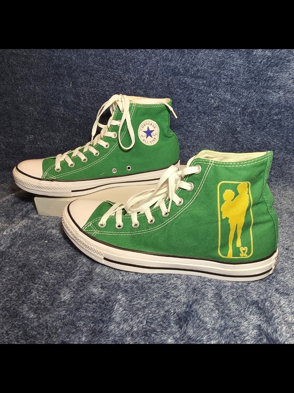 Converse Green High Top Sneakers with Yellow Graphic